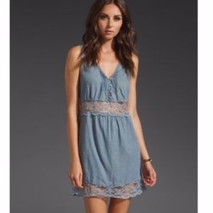 Free People Denim & Lace Dress
